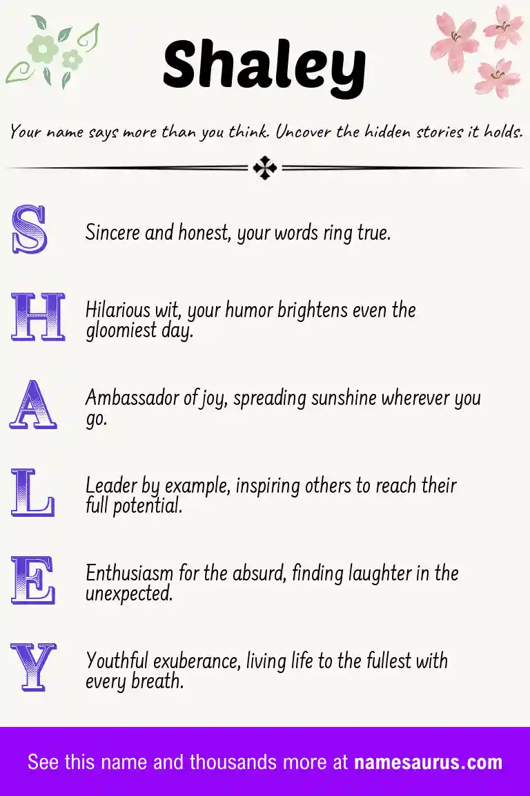 Acrostic poem about Shaley.