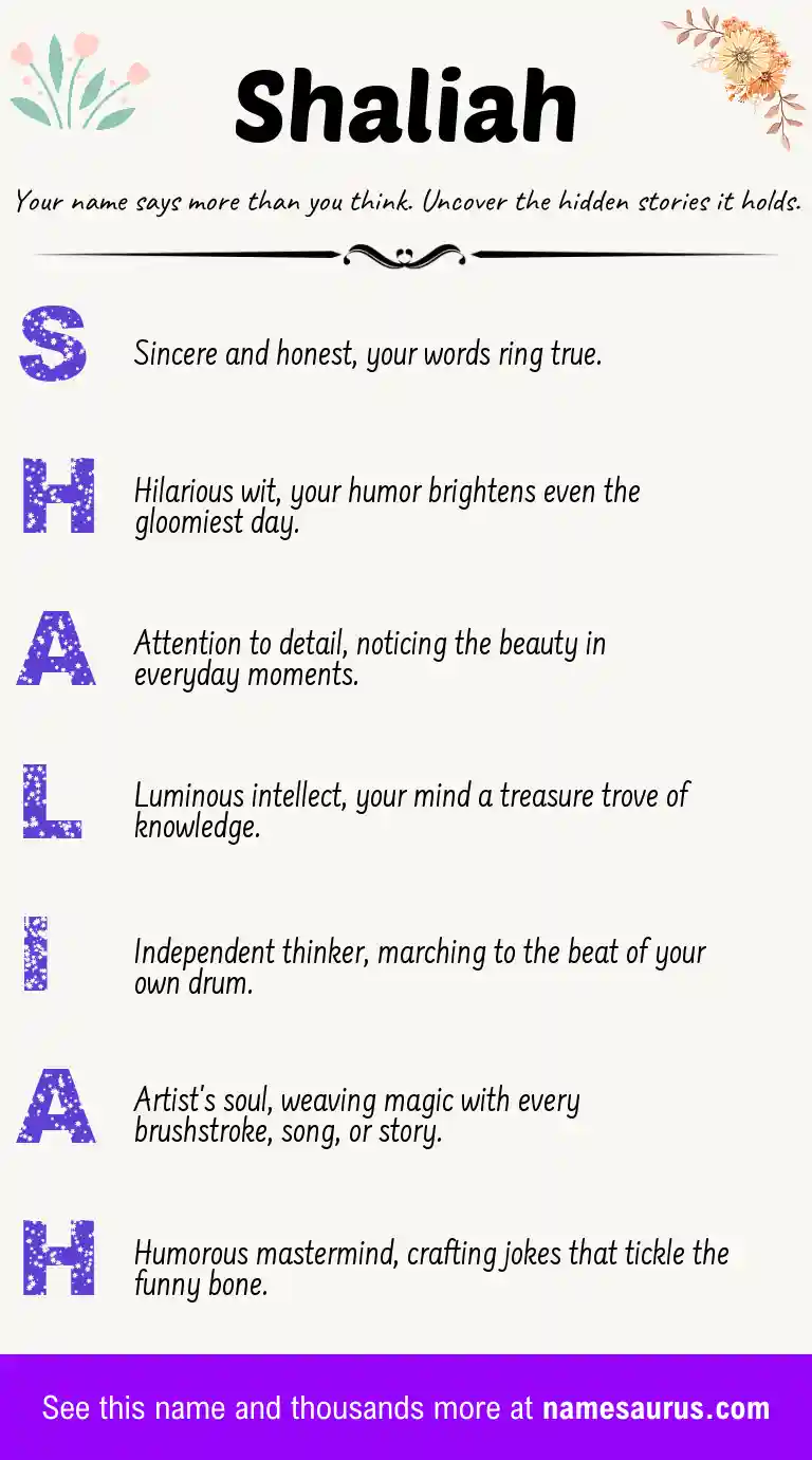 Acrostic poem about Shaliah.