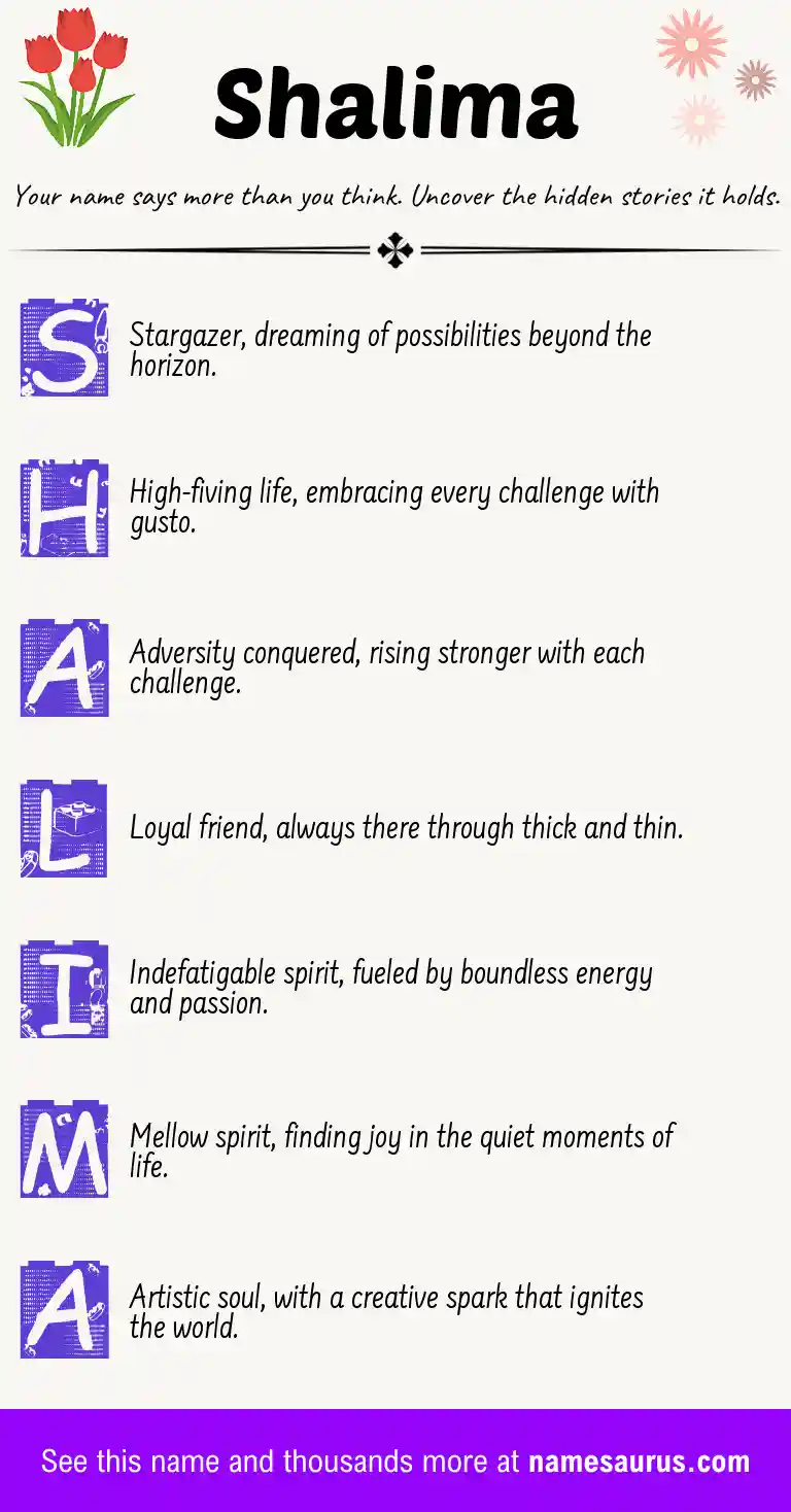 Acrostic poem about Shalima.