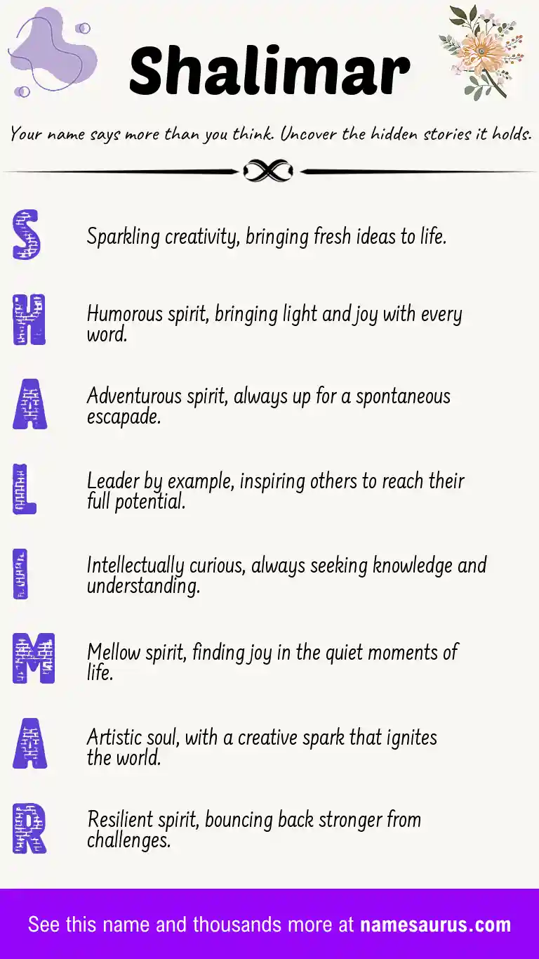 Acrostic poem about Shalimar.