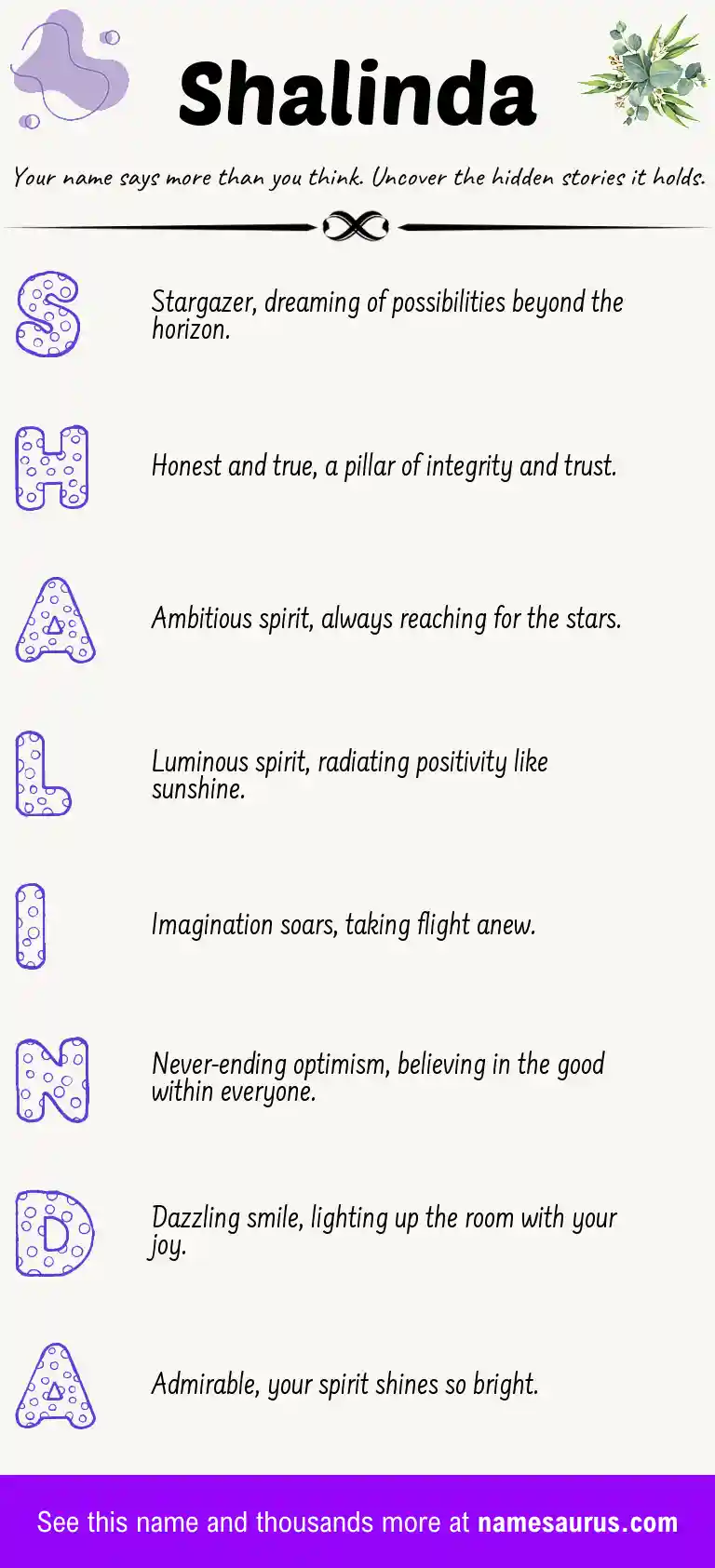 Acrostic poem about Shalinda.