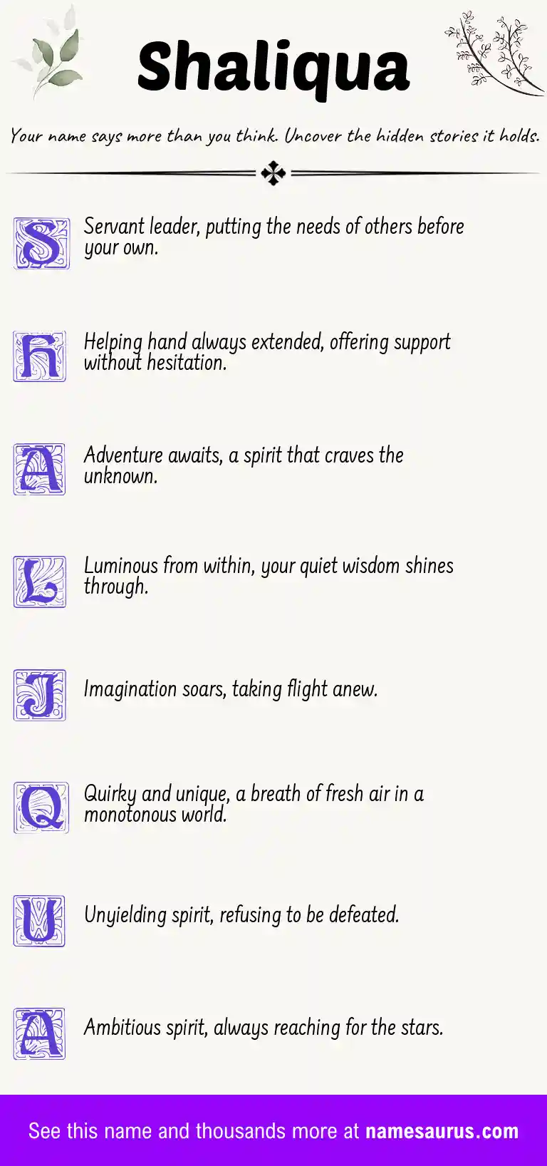 Acrostic poem about Shaliqua.