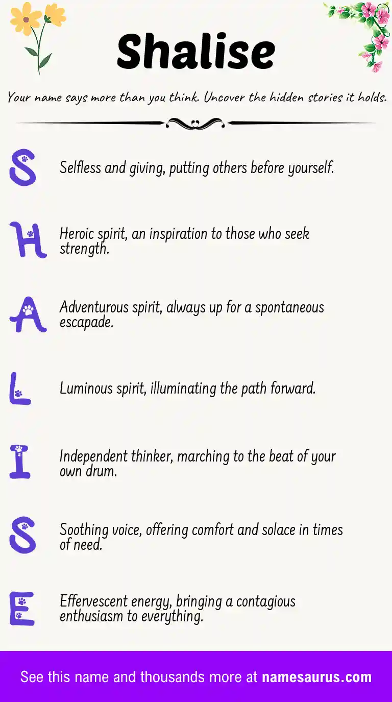 Acrostic poem about Shalise.