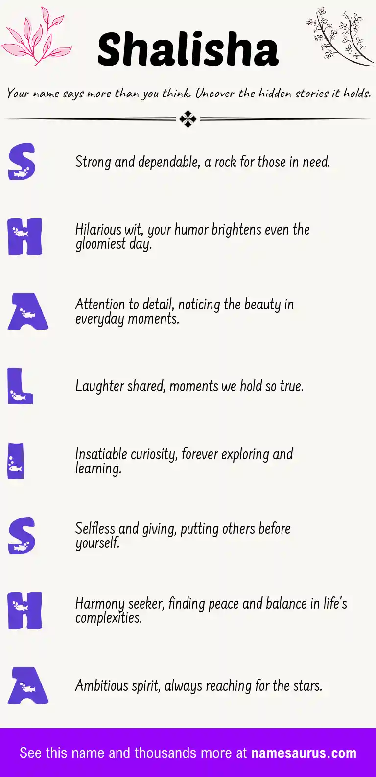 Acrostic poem about Shalisha.