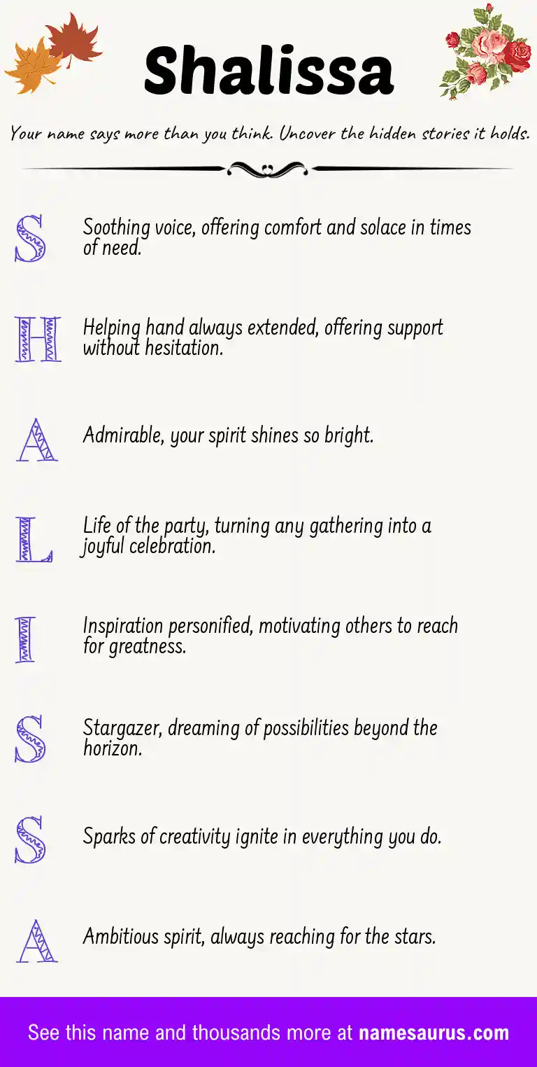 Acrostic poem about Shalissa.