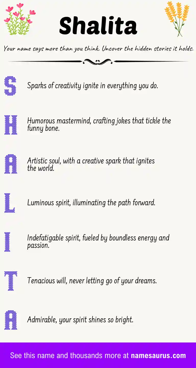 Acrostic poem about Shalita.