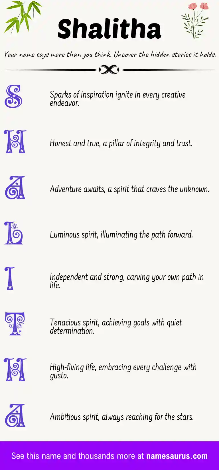 Acrostic poem about Shalitha.
