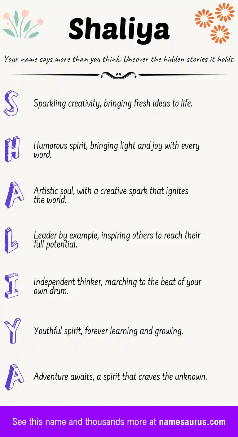Acrostic poem about Shaliya.