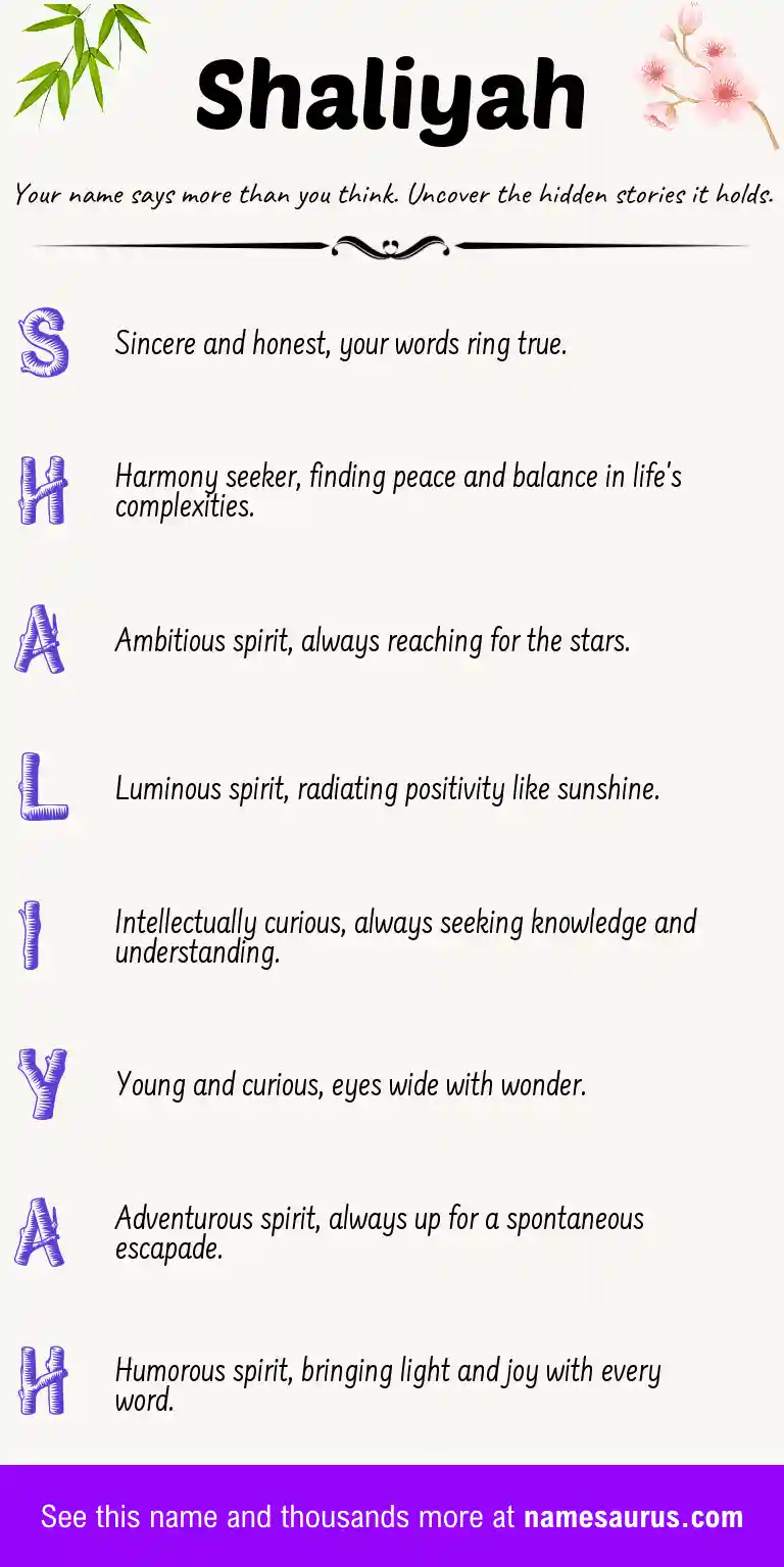Acrostic poem about Shaliyah.
