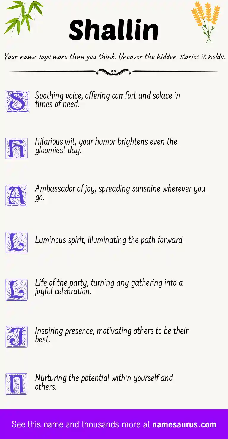Acrostic poem about Shallin.