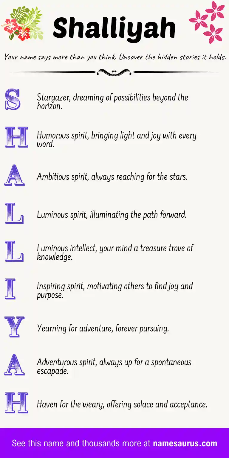 Acrostic poem about Shalliyah.