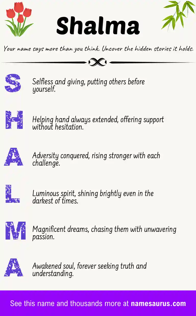 Acrostic poem about Shalma.