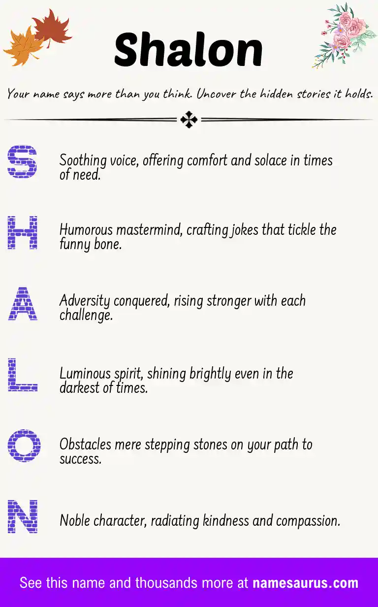 Acrostic poem about Shalon.