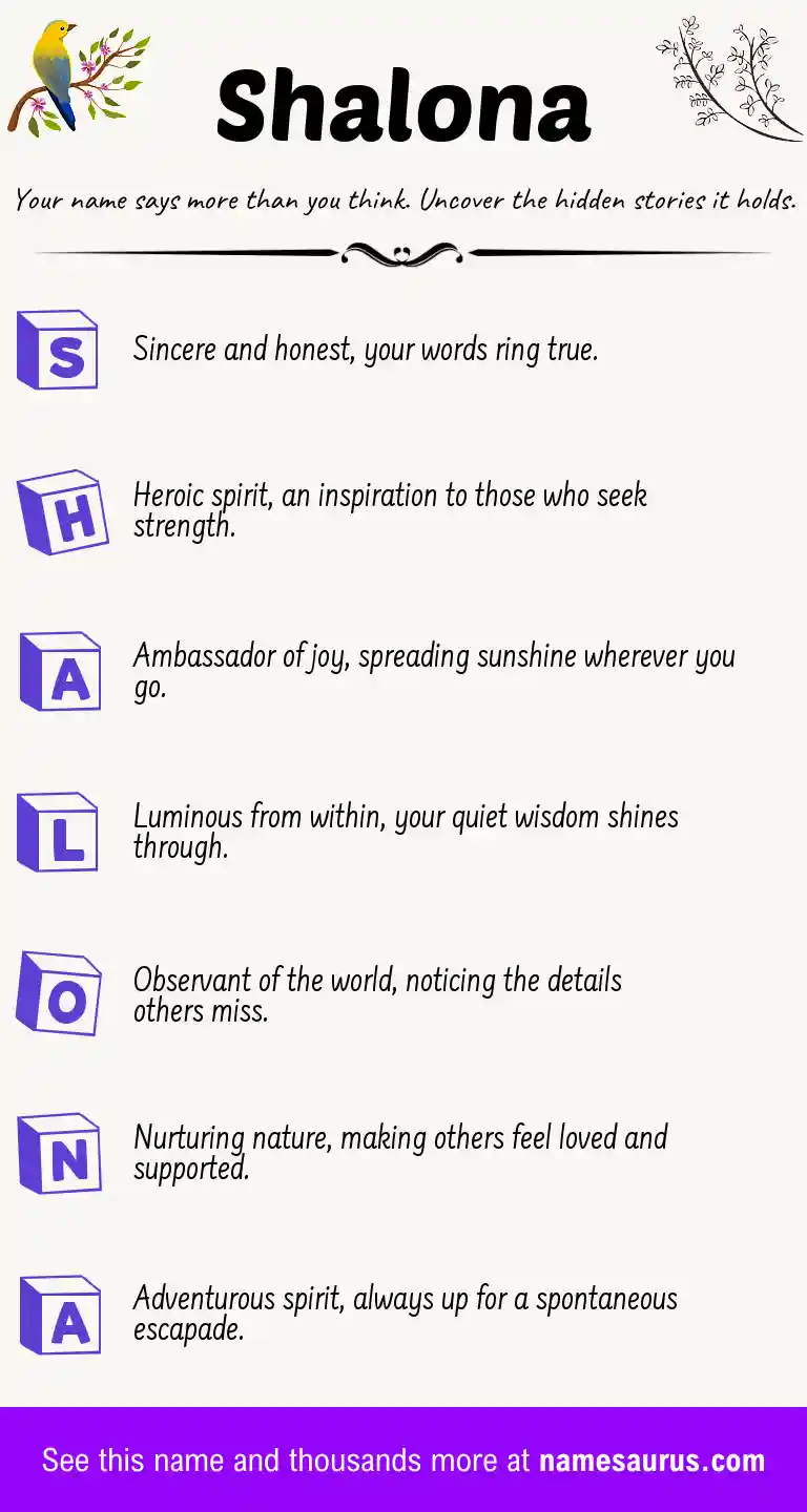 Acrostic poem about Shalona.