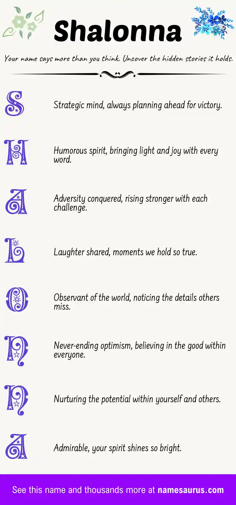Acrostic poem about Shalonna.