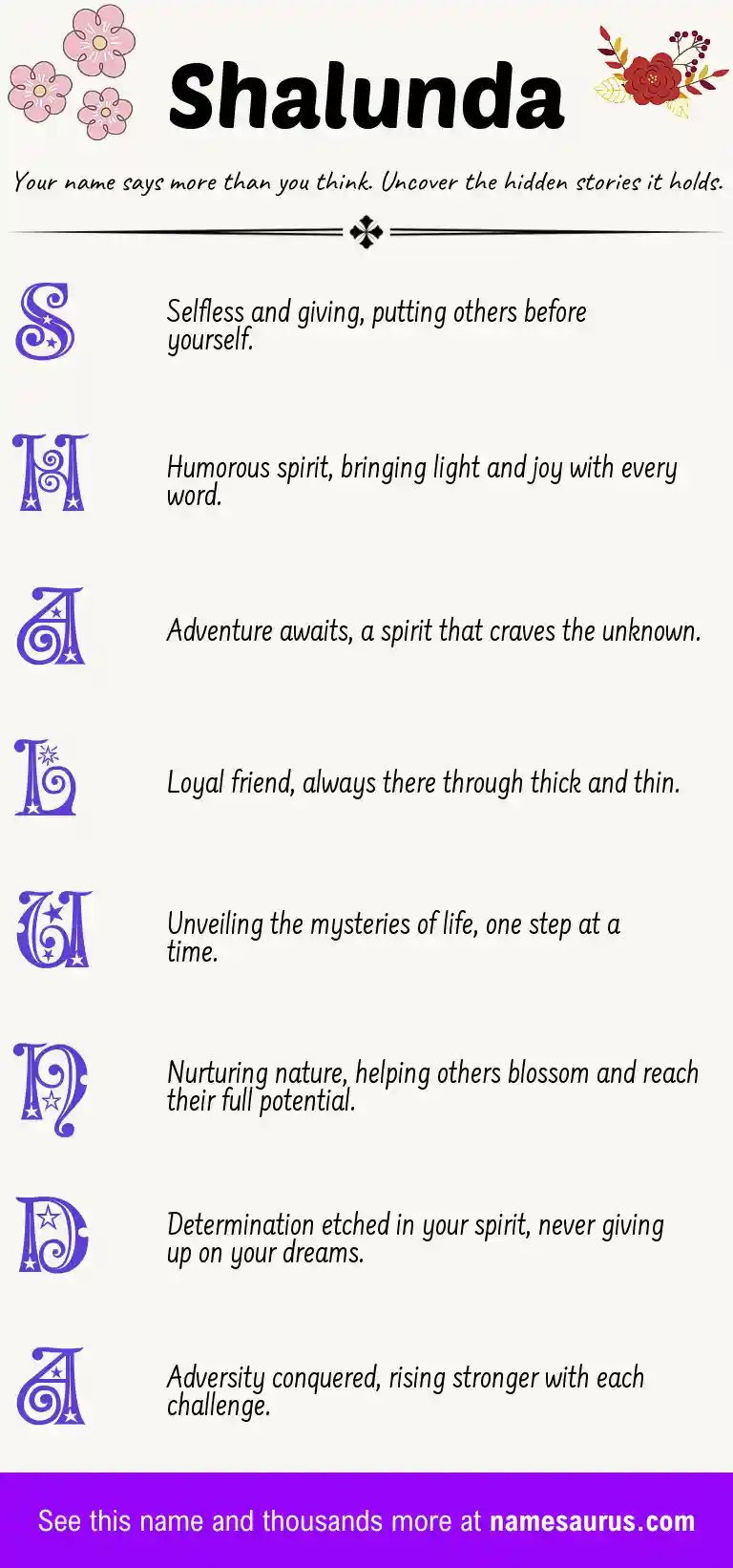 Acrostic poem about Shalunda.