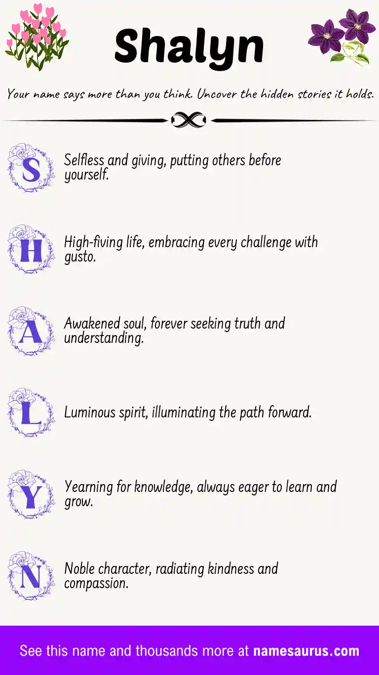Acrostic poem about Shalyn.