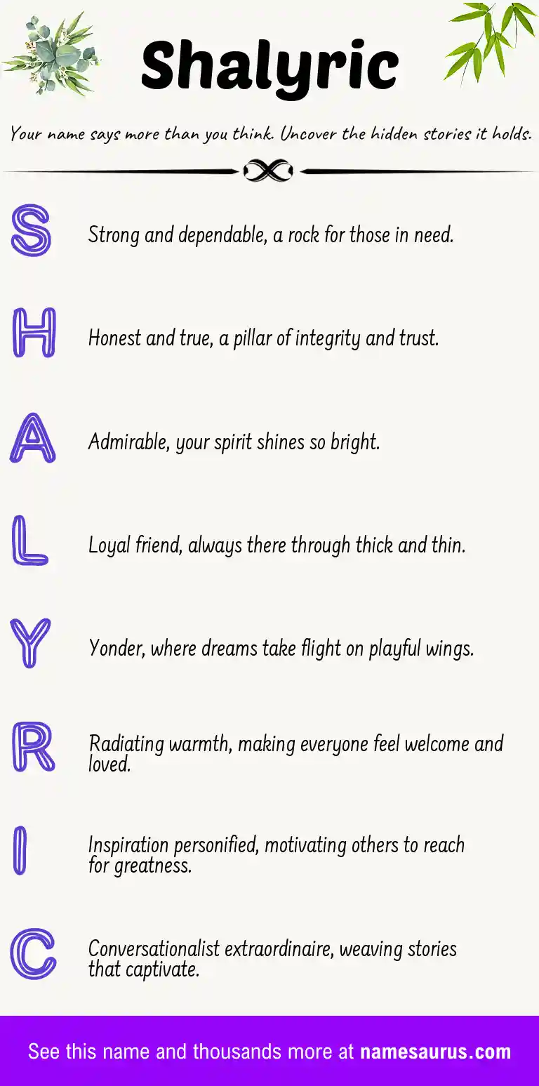 Acrostic poem about Shalyric.