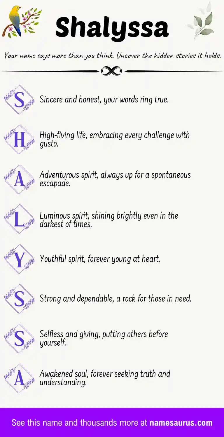 Acrostic poem about Shalyssa.