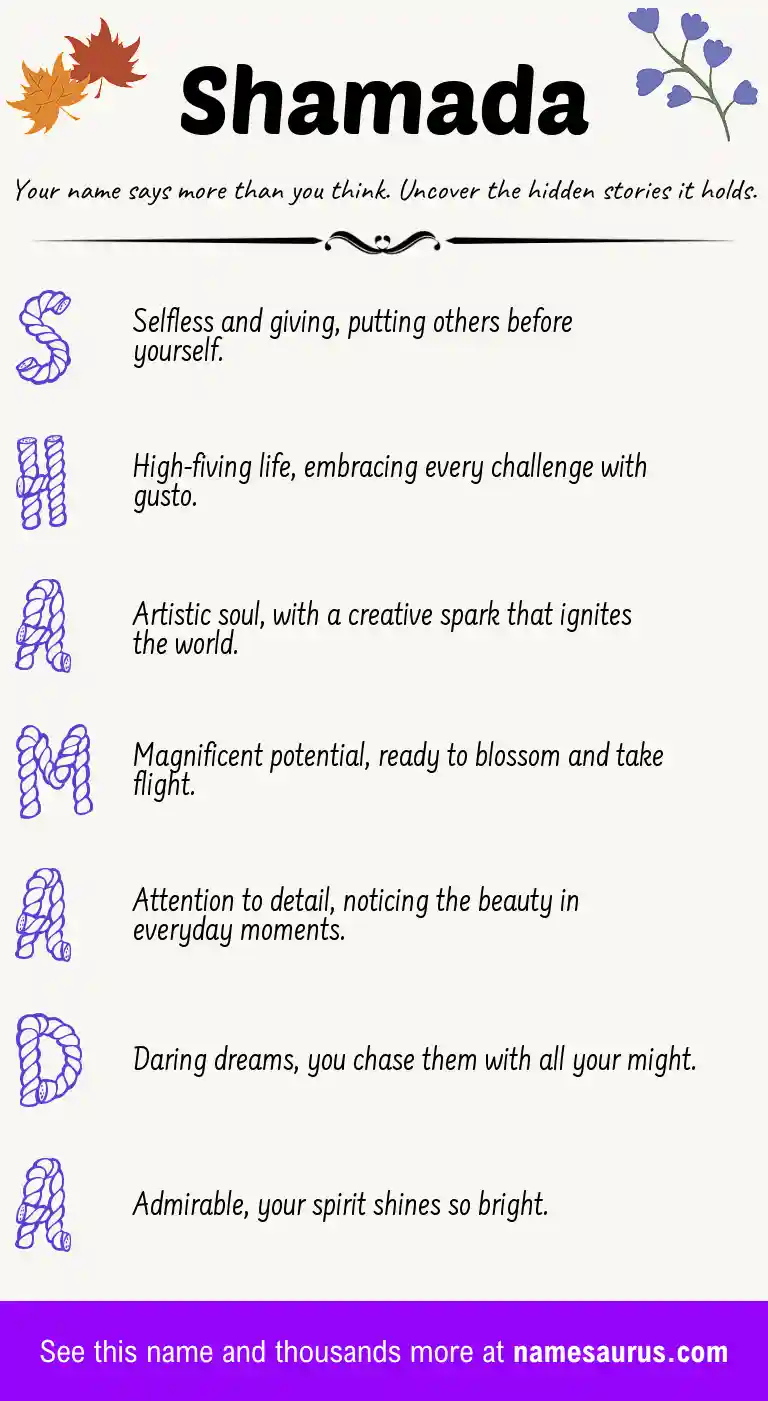 Acrostic poem about Shamada.