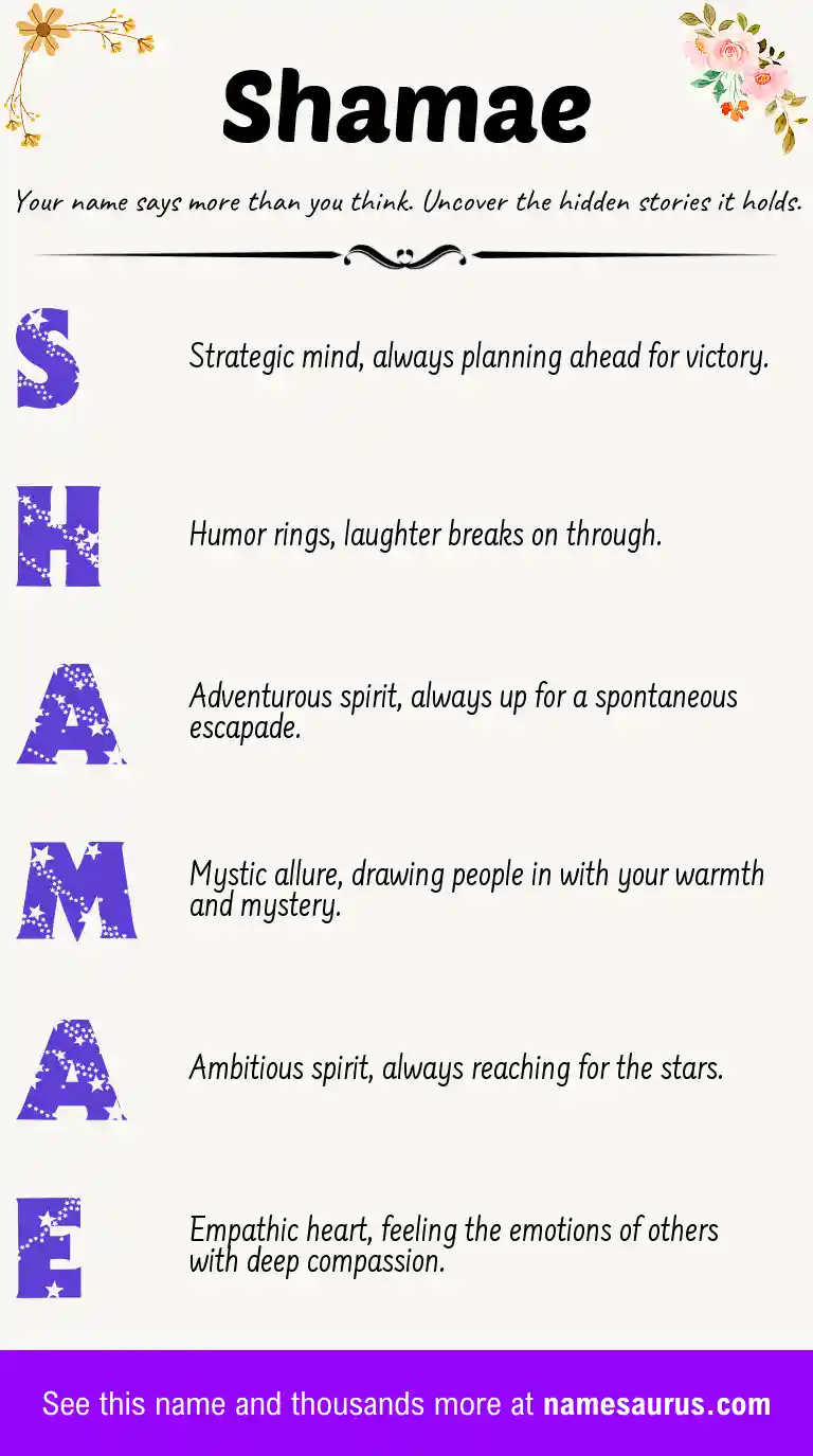 Acrostic poem about Shamae.