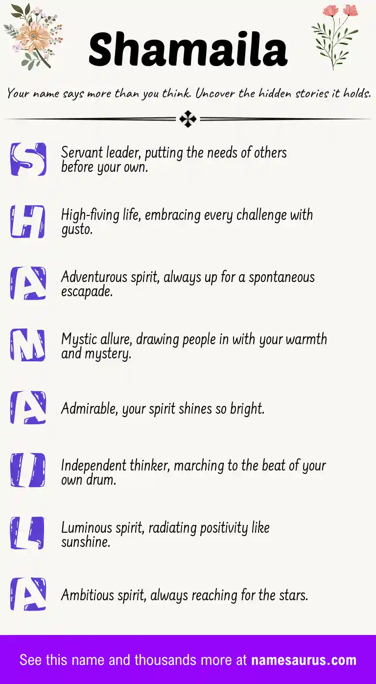 Acrostic poem about Shamaila.
