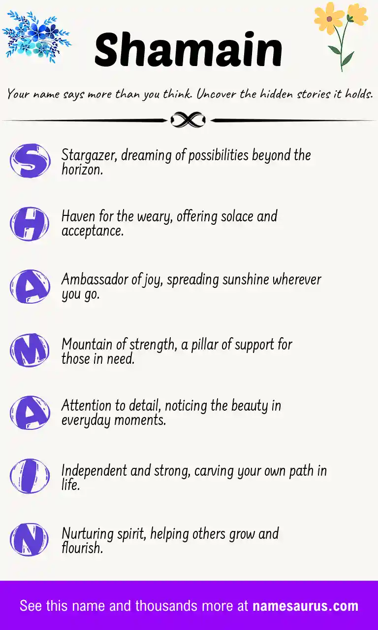 Acrostic poem about Shamain.