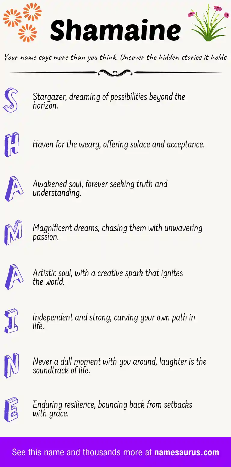 Acrostic poem about Shamaine.