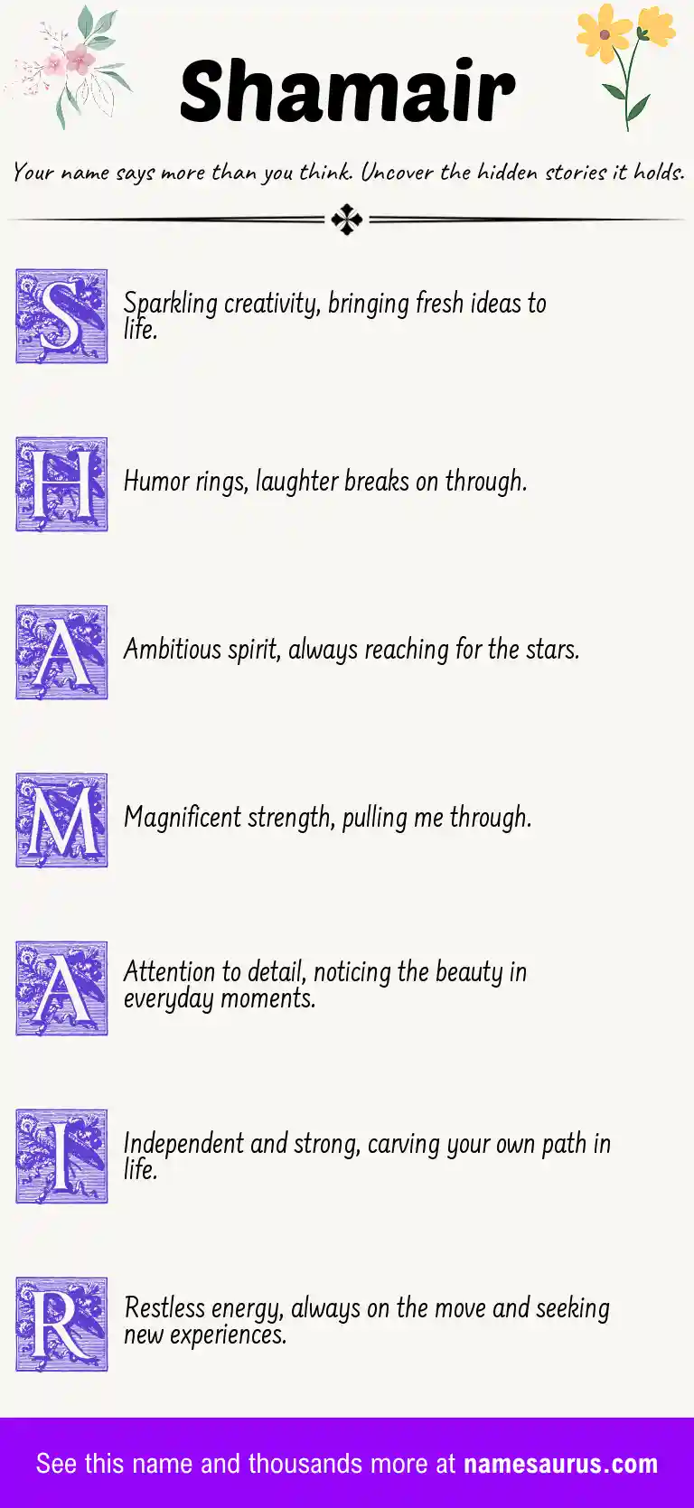 Acrostic poem about Shamair.