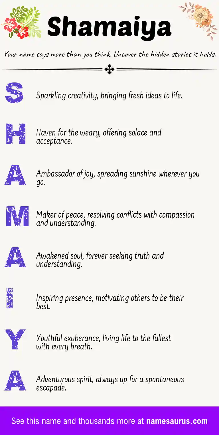 Acrostic poem about Shamaiya.
