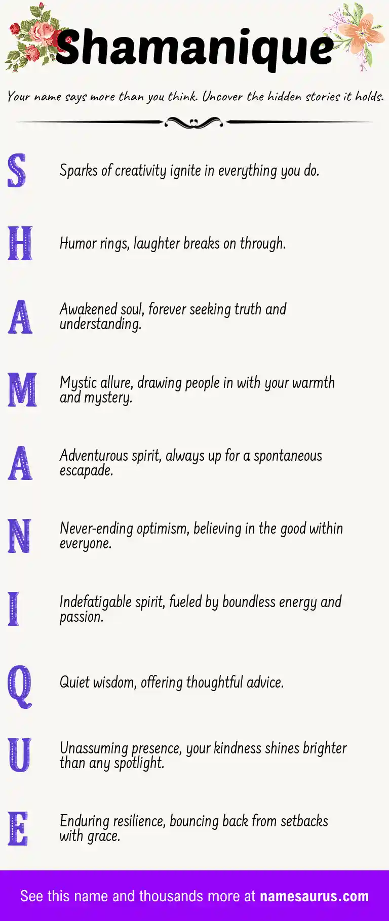 Acrostic poem about Shamanique.