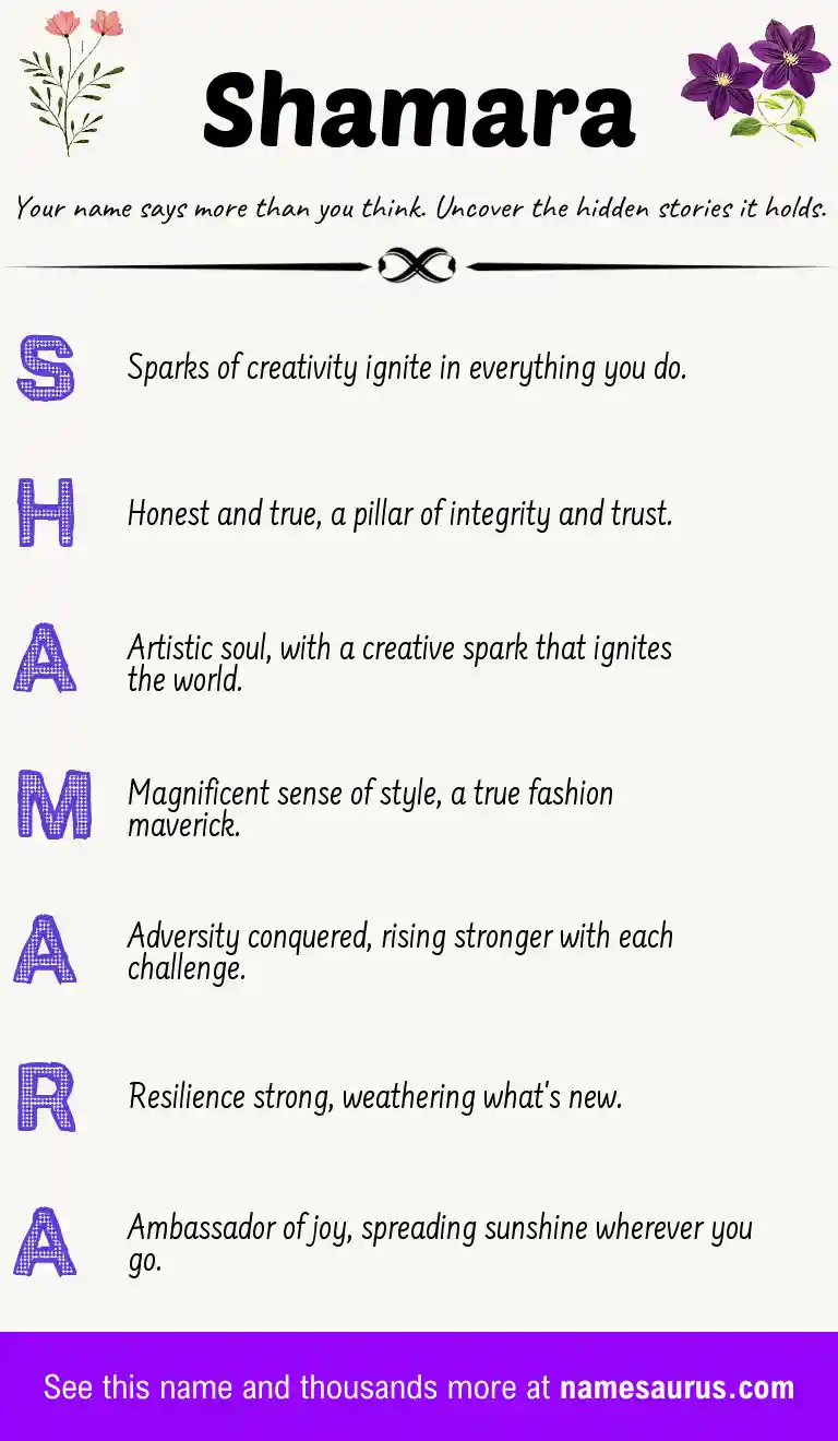 Acrostic poem about Shamara.