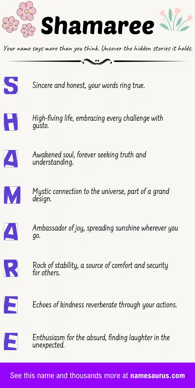 Acrostic poem about Shamaree.