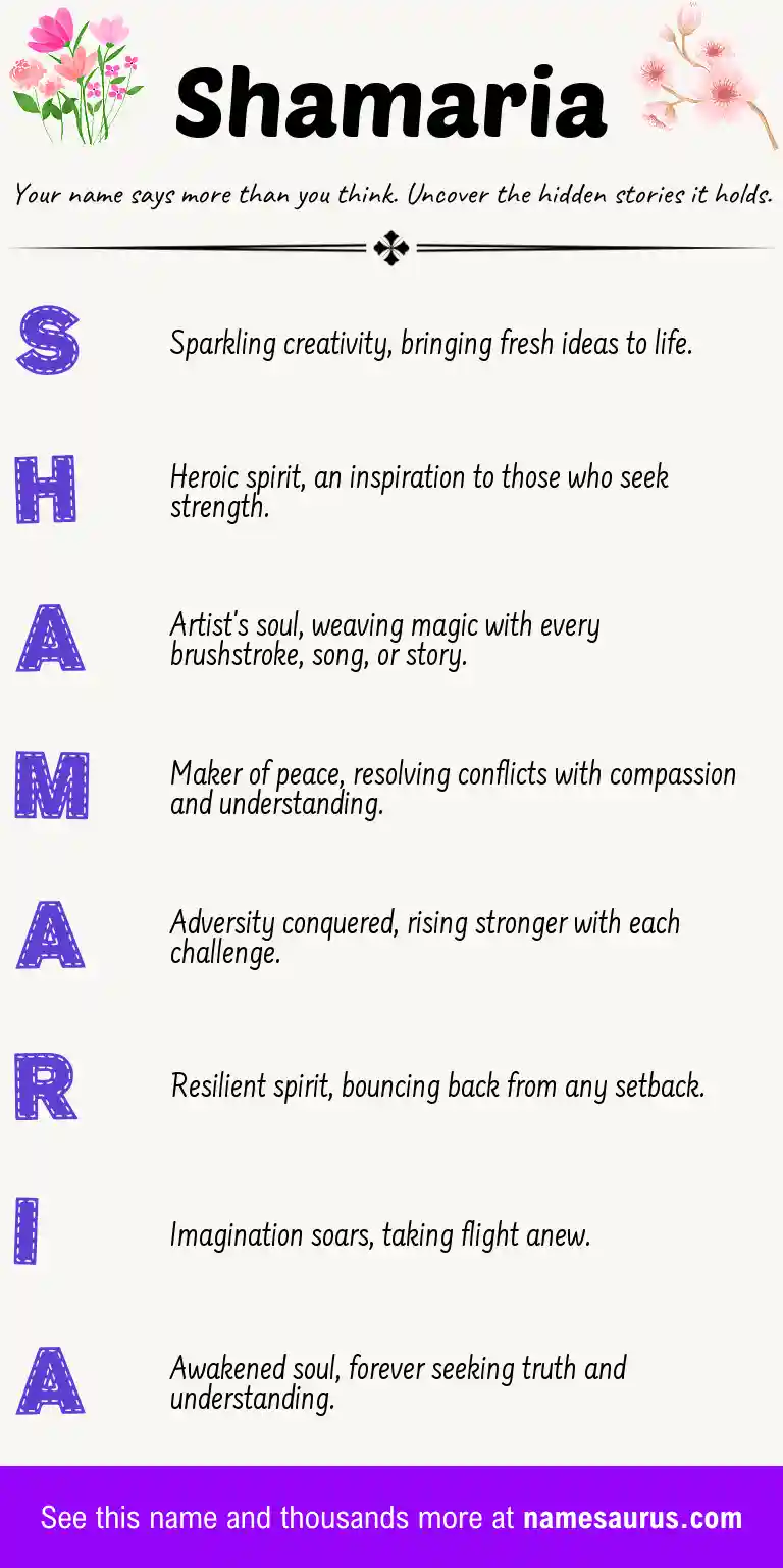 Acrostic poem about Shamaria.