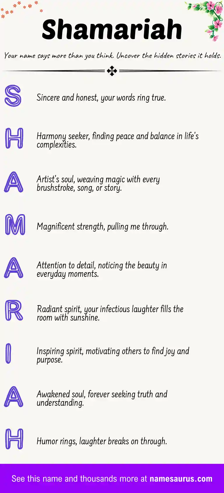 Acrostic poem about Shamariah.