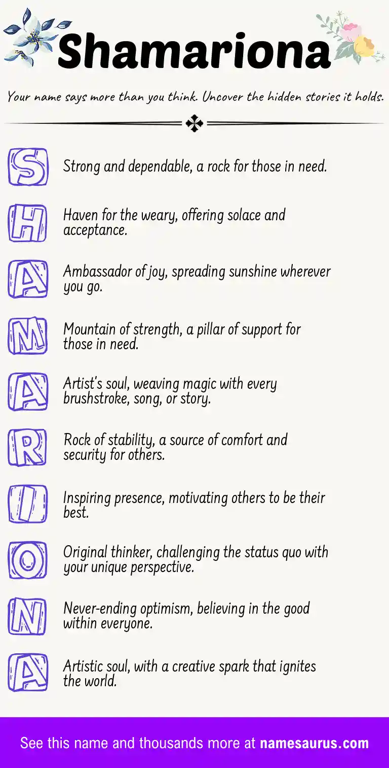 Acrostic poem about Shamariona.