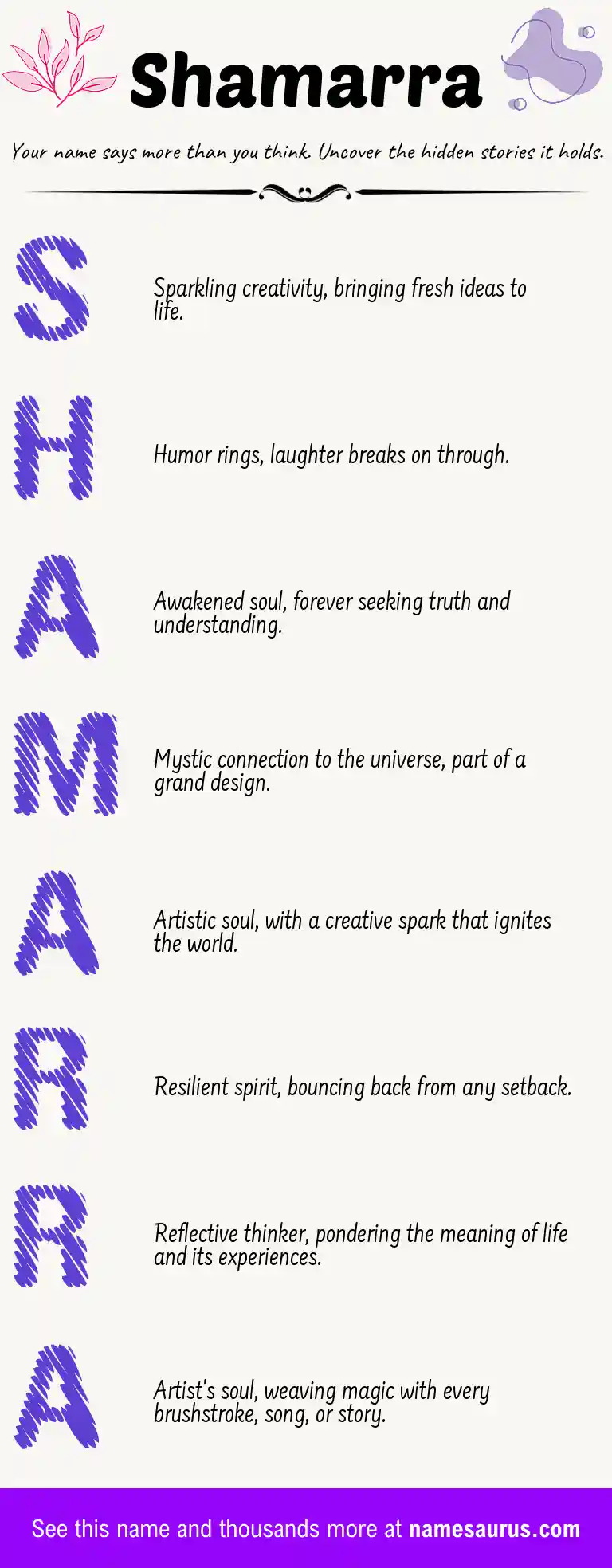 Acrostic poem about Shamarra.