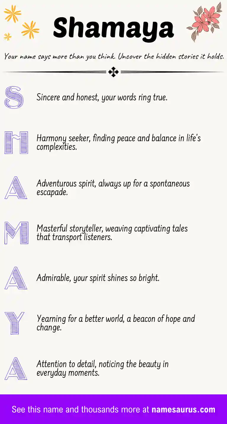 Acrostic poem about Shamaya.