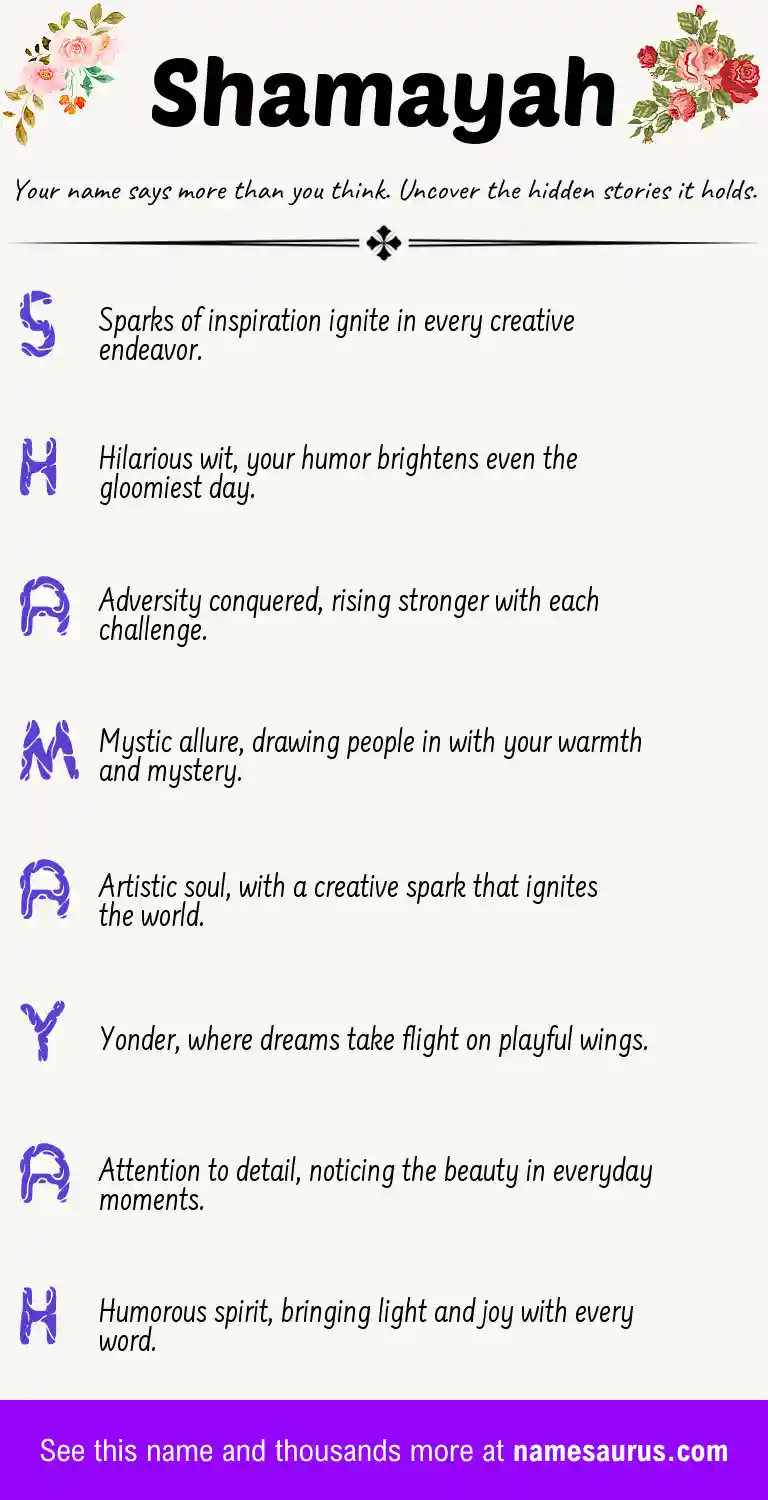 Acrostic poem about Shamayah.