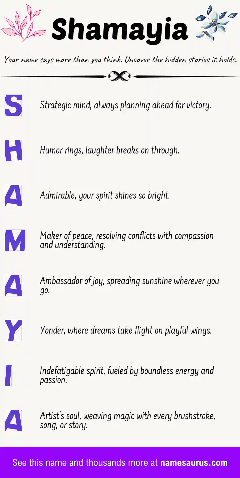 Acrostic poem about Shamayia.
