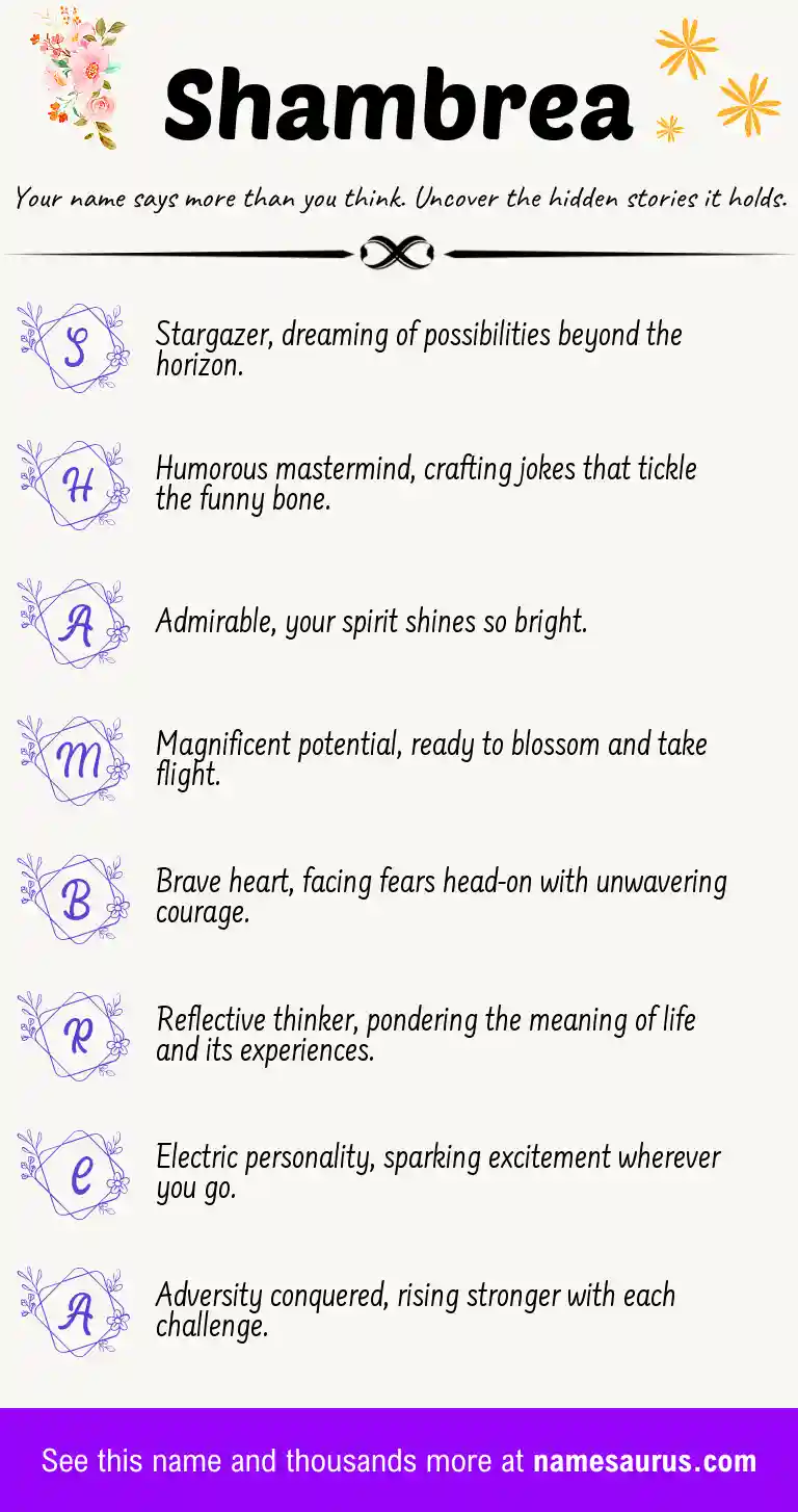Acrostic poem about Shambrea.