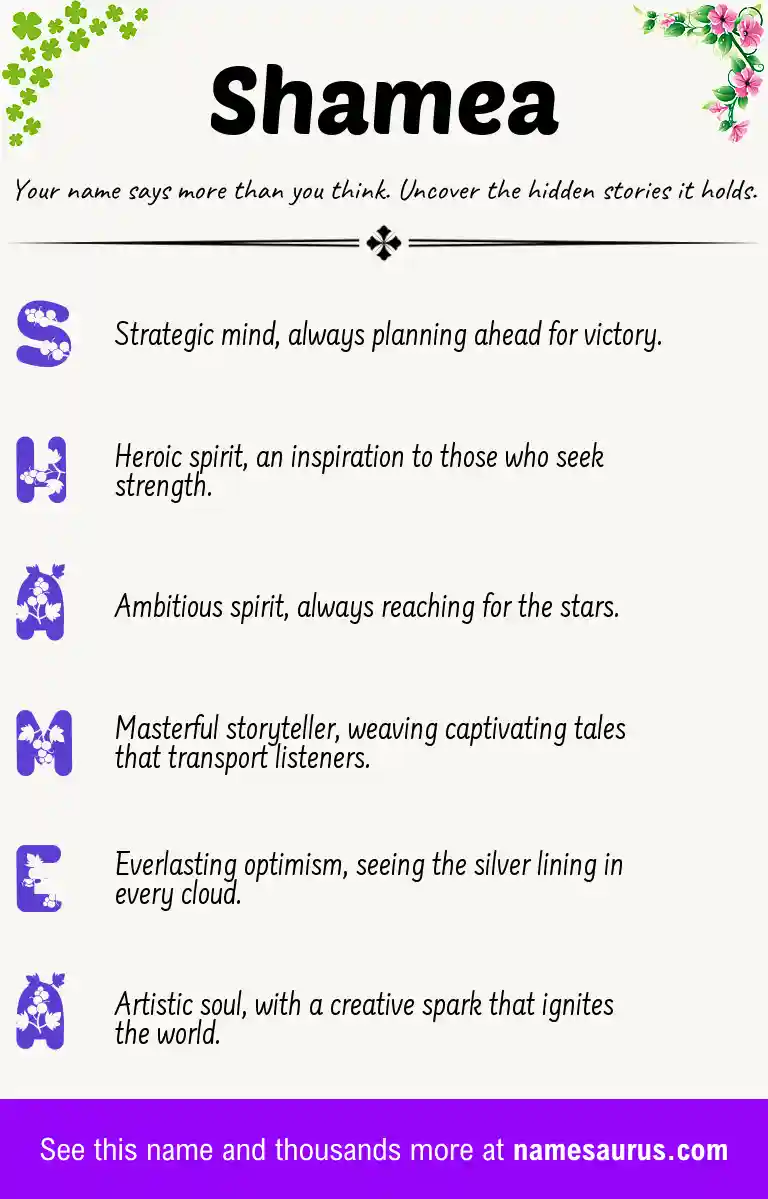 Acrostic poem about Shamea.
