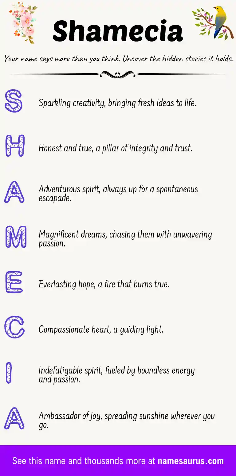 Acrostic poem about Shamecia.