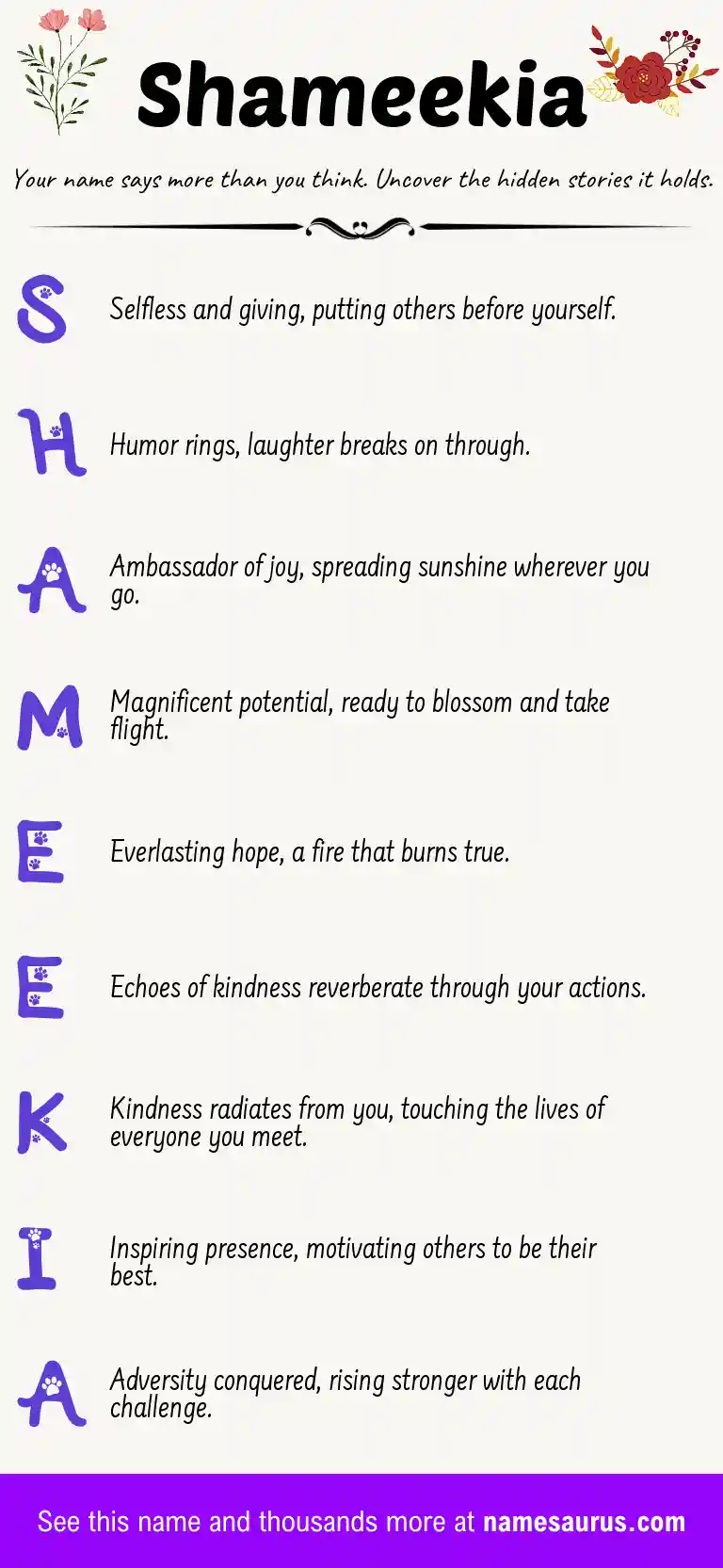 Acrostic poem about Shameekia.