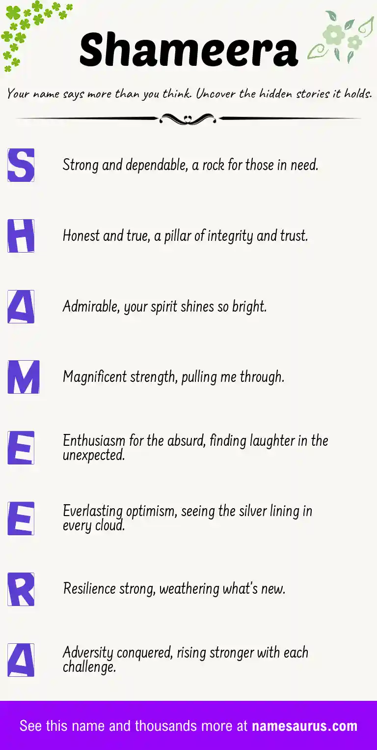 Acrostic poem about Shameera.