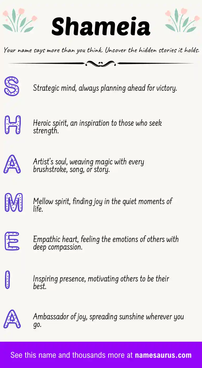 Acrostic poem about Shameia.