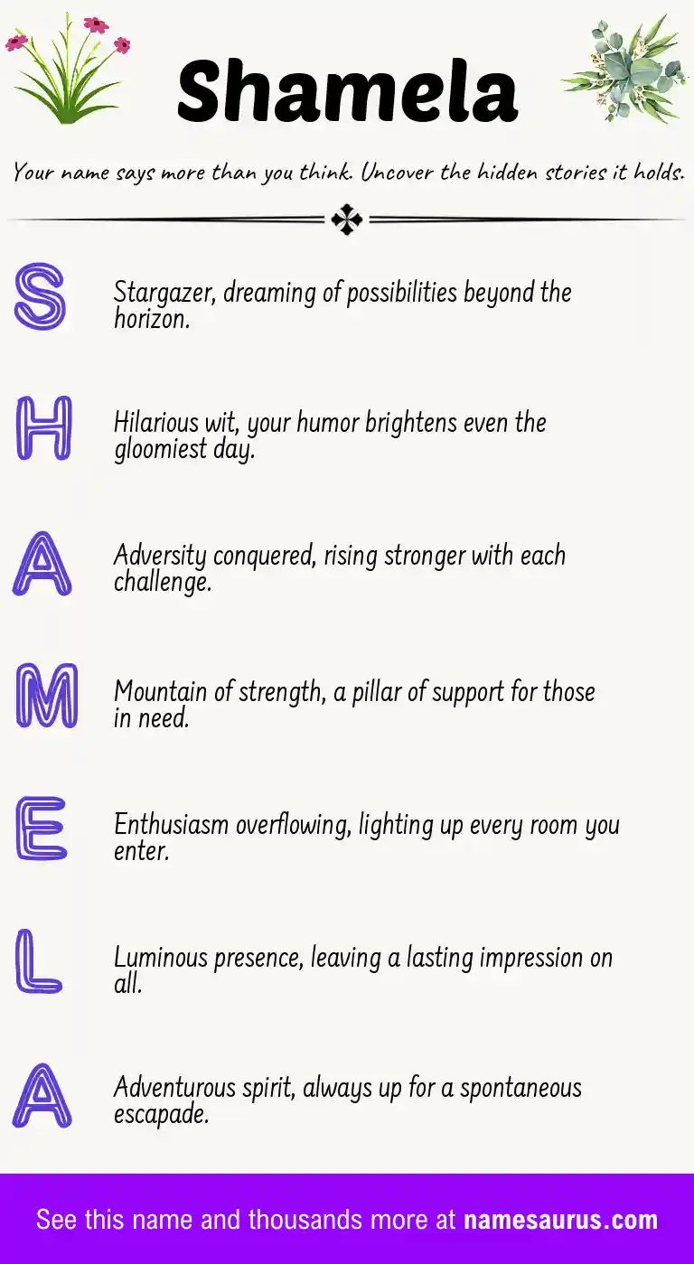 Acrostic poem about Shamela.