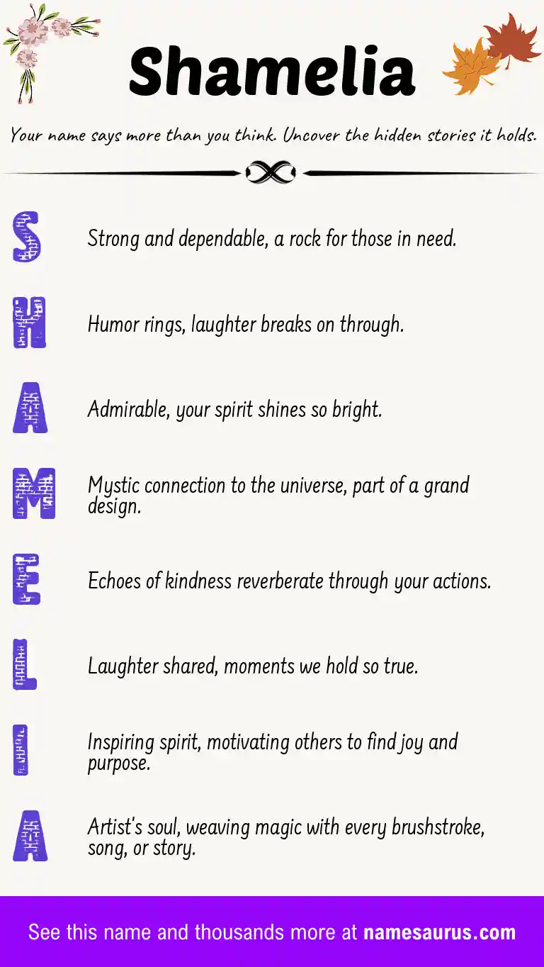 Acrostic poem about Shamelia.