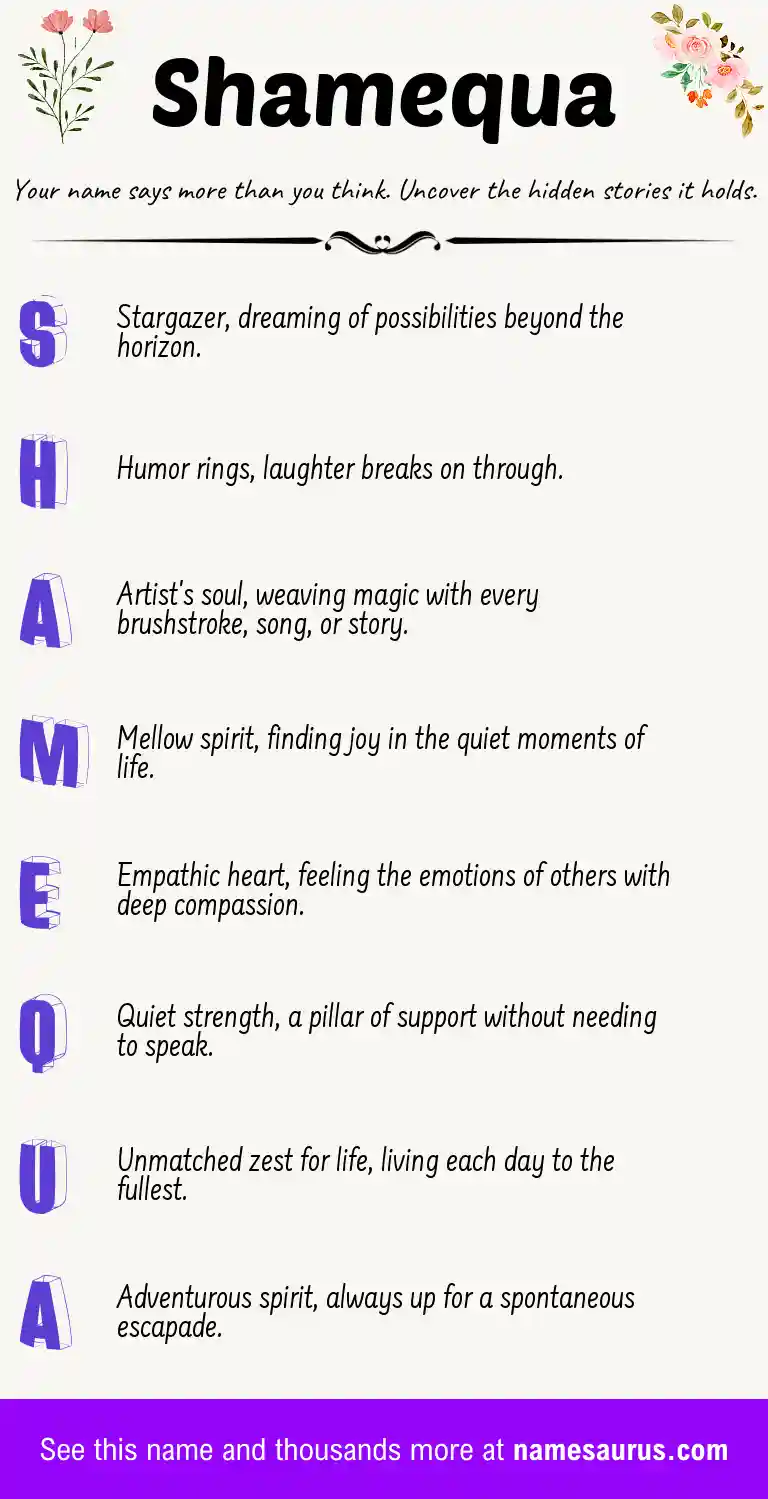 Acrostic poem about Shamequa.