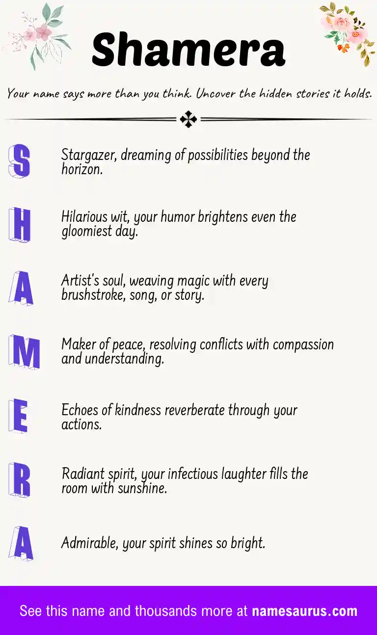 Acrostic poem about Shamera.